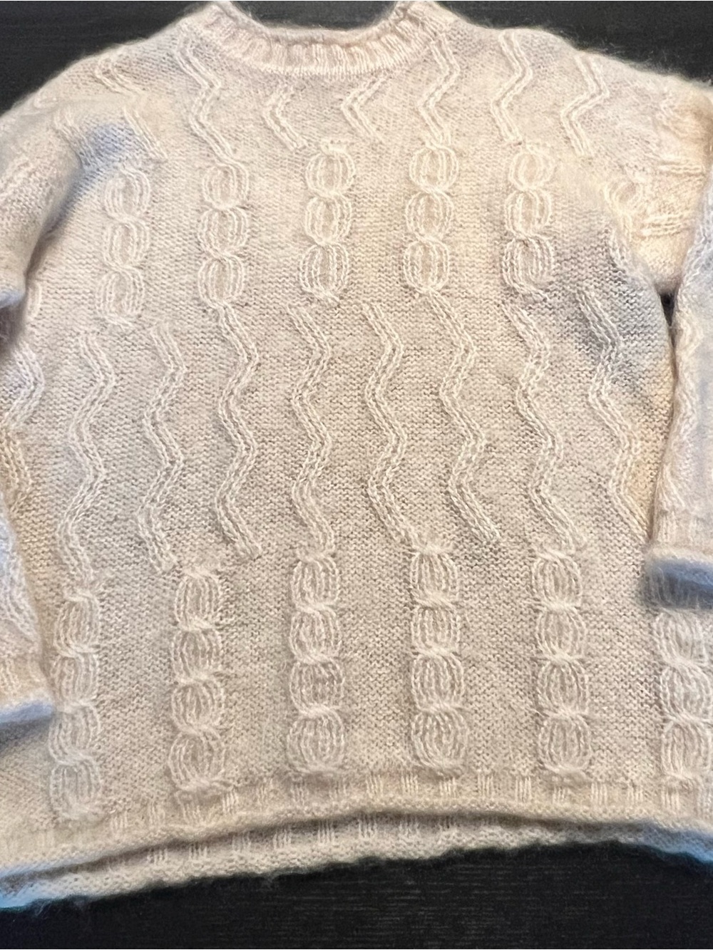 Retro Esprit Cream Cable-Knit Crewneck Sweater